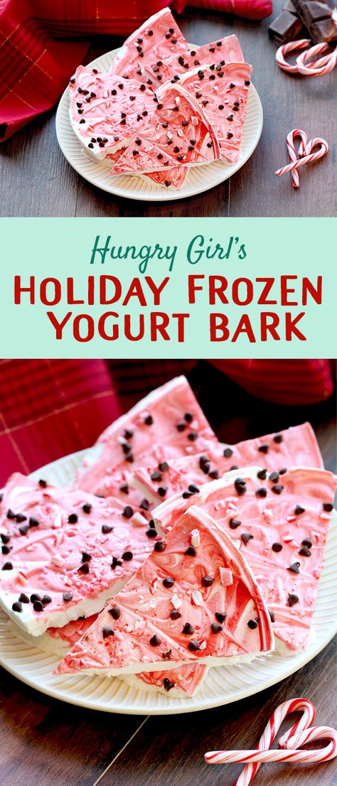 Low Calorie Christmas Desserts, Low Calorie Candy, Low Calorie Christmas, Healthy Low Calorie Dinner, Recipes Low Calorie, Winter Holiday Recipes, Frozen Yogurt Bark, Hungry Girl Recipes, Yogurt Bark