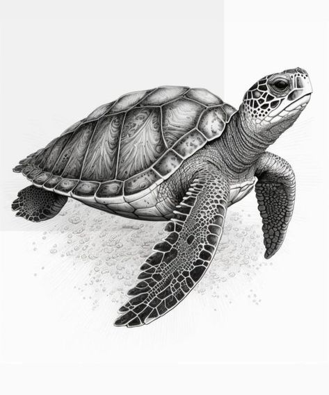 Sea Life Pencil Drawings, Realistic Turtle Drawing, Realistic Pencil Drawings Of Animals, Sealife Drawing, Marine Life Art, Sea Turtle Pictures, Pen Sketches, Woodburning Ideas, Sea Turtle Tattoo