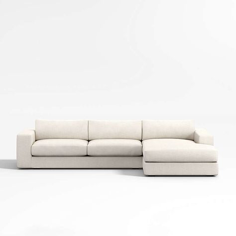 Oceanside 2-Piece Right-Arm Chaise Sectional | Crate and Barrel Couches Living, Small Sectional, Small Sectional Sofa, Chaise Sectional Sofa, Bumper Sectional, Sofa Review, Sectional Sofa Couch, Modern Coastal, Chaise Sectional