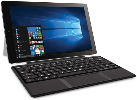 Amazon ❤ RCA Cambio 10" 2-in-1 Notebook Tablet with 32GB Storage, Intel Atom Z8350 Processor, 2GB RAM, Windows 10, Includes Keyboard Computer Gadgets, Windows Tablet, New Tablets, Laptop Cheap, Barbie Stuff, Alexa Device, Iphone Camera, Best Laptops, Tablet Pc