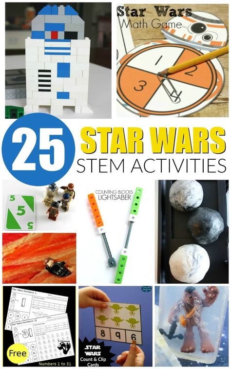 Awesome Star Wars STEM activities for kids! Tons of hands-on science, technology, engineering and math projects with Star Wars. Star Wars Activities, Star Wars Classroom, Stem Activities For Kids, Star Wars Crafts, Quiet Play, Math Activities For Kids, Star Wars Day, May The 4th, May The 4th Be With You