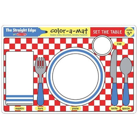 Melissa & Doug Set the Table Color-A-Mat Basic Table Setting, Table Manners, Floor Puzzle, Set The Table, Melissa And Doug, Activity Mat, Table Color, Melissa & Doug, Practical Life