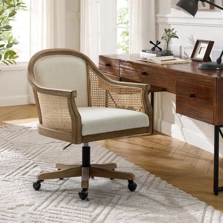 Beachcrest Home Suzann Solid Wood Home Office Task Chair | Wayfair Wood Home Office, Vintage Office Chair, Wood Home, Office Desk Chair, Home Office Chairs, Beachcrest Home, Task Chair, Birch Lane, Home Office Desks