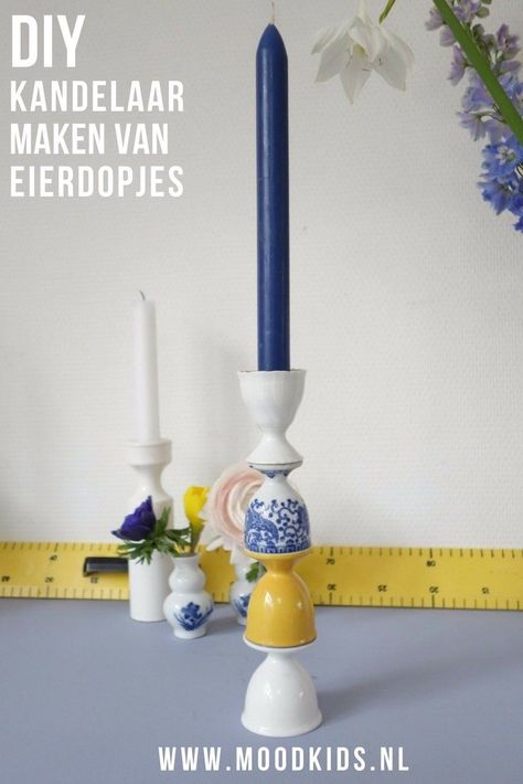 Van (oude) eierdopjes maak je in no-time een leuke kandelaar of vaas voor bijvoorbeeld Pasen. Suzanne legt je stap voor stap uit hoe je het maakt. Eitje! Upcycle Home, Diy Candle Sticks, Hobbies For Adults, Teacup Crafts, Craft Projects For Adults, Candle In The Wind, Cup Crafts, Diy Upcycle, Upcycle Recycle