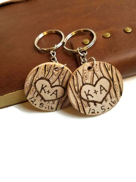 Matching Keychains Couples, Handmade Keychains, Couples Keychains, Wood Keychain, Wooden Keychain, Matching Keychains, Wood Burning Crafts, Wood Disc, Wood Burning Patterns