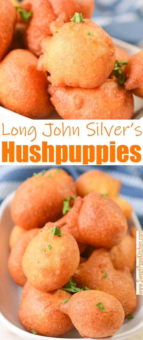 Long John Silver Copycat Recipe, Hush Puppies Recipe Long John Silvers, Long John Silvers Fish Recipe Hush Puppies, Copycat Hushpuppy Recipes, Copycat Long John Silvers Chicken, Long John Silver Hush Puppies Recipe, Long John Silvers Hush Puppies Recipe, Long John Silvers Recipes, Copycat Long John Silvers Hush Puppies