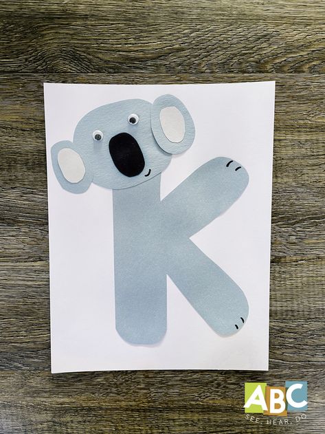 Letter K — ABC See, Hear, Do Letter K Koala Craft, Letter K Projects For Preschoolers, K Letter Craft Preschool, K Is For Craft Preschool, K Letter Craft, K Is For Koala Craft, K Letter Activities For Preschoolers, Letter K Toddler Crafts, Letter K Printables For Preschoolers