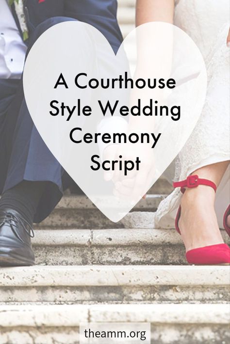 Newlyweds hold hands on the courthouse steps after having a short marriage ceremony, the photo shows a close up on their hands and shoes where they are seated Pronouncement Of Marriage, Wedding Script For Officiant, Non Religious Wedding Vows, Simple Wedding Ceremony Script, Secular Wedding Ceremony, Simple Wedding Vows, The Meaning Of Marriage, Exchange Of Rings, Wedding Officiant Business