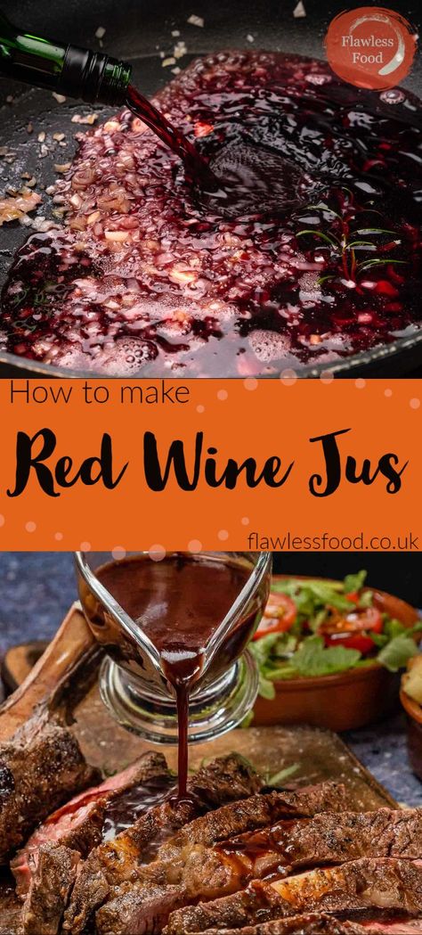 Are you looking for something to pour over your meat? If so, try our Red Wine Jus recipe. This delicious and versatile red wine sauce is easy-to make! It only takes minutes before it’s ready. Giving whatever you are serving it with from beef steak or lamb chops a rich flavour. Red Wine Jus Recipe, Wine Sauce For Steak, Red Wine Jus, Jus Recipe, Au Jus Recipe, Red Wine Beef, Red Wine Recipe, Red Wine Gravy, Sauce Au Poivre