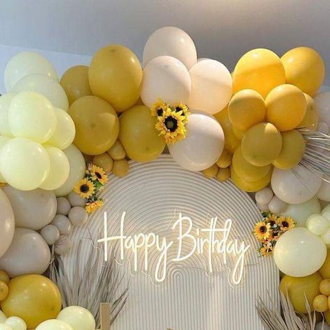 Yellow 2nd Birthday Party, Birthday Party Yellow Theme, Sunflower Decor Party, Flower Decor Birthday, Yellow Themed Birthday Party Ideas, Yellow Flower Birthday Party Ideas, Yellow 50th Birthday Party, Yellow Theme Birthday Party Decor, Sunflower 2nd Birthday Party