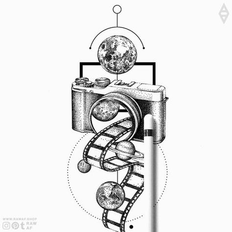 Drawing Of A Camera, Tatuagem Twenty One Pilots, Camera Tattoo Design, Camera Tattoos, Camera Drawing, Camera Tattoo, Men Tattoos, Tattoo Photography, Geniale Tattoos