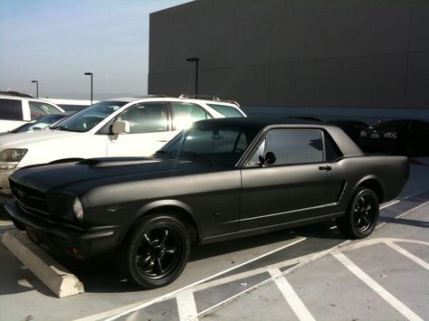 Flat black mustang coupe Matte Black Mustang, Mustang Restomod, 240z Datsun, Ford Mustang 1965, 1969 Mustang, Black Mustang, 1966 Mustang, 66 Mustang, Future Vehicles