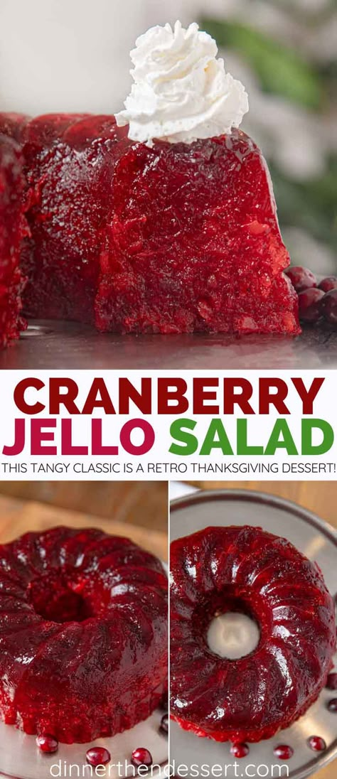 Cranberry Sauce With Jello Recipe, Jello Cranberry Sauce, Cranberry Jello Mold, Churro Pretzels, Cranberry Salads, Raspberry Jello Salad, Pudding Salad, Dessert Salad Recipes, Raspberry Jello