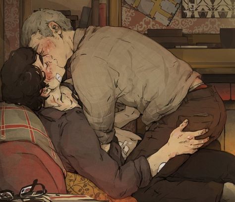 Sherlock Kiss, Johnlock Fanart, Sherlock Holmes John Watson, Sherlock Art, John Lock, Dr Watson, Sherlock 3, Sherlock Fanart, Sherlock Fandom