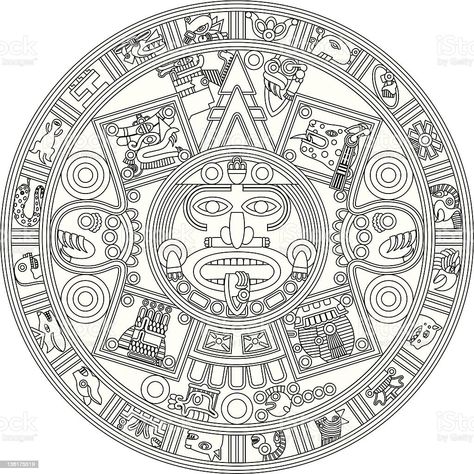 Azteca Tattoo, Maya Calendar, Maya Design, Aztec Artwork, Mayan Tattoos, Pyrography Designs, Medusa Tattoo Design, Mexican Art Tattoos, Aztec Tattoo Designs