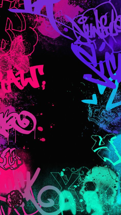 Neon Comic Art, Neon Graffiti Wallpaper, Graphity Street Art Wallpaper, Black And Neon Wallpaper, Graffiti Color Palette, Jinx Color Palette, Zombie Graffiti, Neon Moodboard, Glitch Background