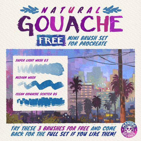 Natural Gouache: Free Mini Brush Set for Procreate - LIBRIUM Procreate Brushes Download, Best Procreate Brushes, Procreate Ipad Tutorials, Mini Brush, Free Brushes, Ipad Tutorials, Free Procreate, Illustrator Brushes, Digital Painting Techniques