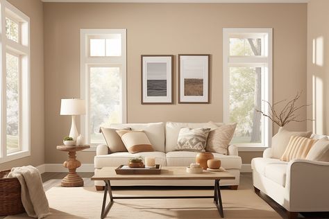 Discover the best tan paint colors for a cozy, inviting home. Explore top shades from Benjamin Moore and Sherwin Williams, learn about their undertones, and find the perfect warm neutral for every room. Angora Paint Sherwin Williams, Tan Walls With White Trim, Playa Arenosa Sherwin Williams, Sherwin Williams Canvas Tan Living Rooms, Benjamin Moore Gentle Cream, Best Tan Paint Colors, Sw Natural Tan, Greige Cabinets, Popular Neutral Paint Colors