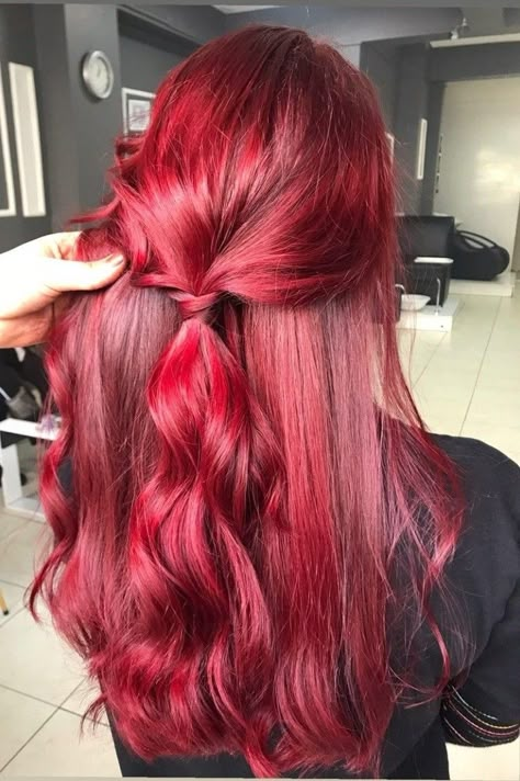 Ariel Inspired Hair, Dark Cherry Red Hair With Highlights, Red Hair Color Shades, Red Balayage Hair, Red Hair With Highlights, Cherry Red Hair, Design Writing, Fall Tones, Wine Hair