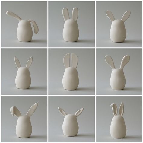 9 bunnies | 1. Bunny 2, 2. Bunny 1, 3. Bunny 4, 4. Bunny 6, … | Flickr Air Dry Clay Projects, Ceramic Bunny, Tanah Liat, Oita, Clay Animals, Ceramic Animals, Ceramics Projects, Diy Clay Crafts, Paper Clay