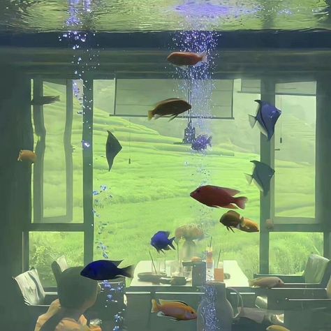 Underwater Aesthetic, Swimming Fish, Cocoppa Wallpaper, Fish Aquarium, Restaurant Chairs, Light Academia, Nature Aesthetic, Pretty Places, Green Aesthetic