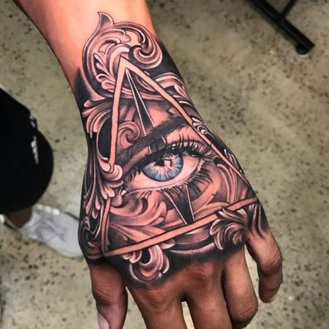 Tato Mata, Seeing Eye Tattoo, Hals Tattoo Mann, Tattoo Main, Herren Hand Tattoos, Simple Hand Tattoos, All Seeing Eye Tattoo, Tato Minimal, Skull Hand Tattoo