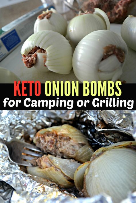 Simple Keto Onion Bombs for Camping and Grilling Grill Dessert, Keto Burger, Foil Packet Meals, Camping Dinners, Campfire Food, Keto Side Dishes, Broccoli Cheese, Family Eating, Cheese Casserole