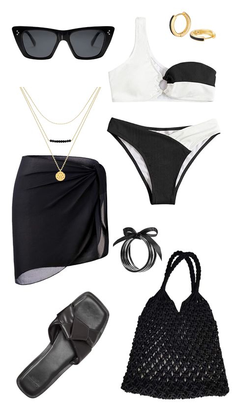 Black And White Vacation Outfits, Black And White Beach Outfits, Bride Beach Outfit, After Beach Outfit, Swimsuit Classy, Beach Outfit Black, Classy Beach Outfit, White Beach Outfit, Classy Swimsuit