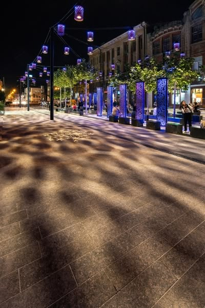 LIT Lighting Design Awards - Catenary Lighting, Dnipro City, Villa Lighting, Streetscape Design, Column Lighting, Orchestra Conductor, Light Grid, Landscape Lighting Design, Public Space Design