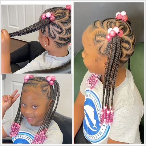 Lil Girl Ponytails Kid Hairstyles Black, Kids Braided Ponytail Hairstyles, Jayda Hairstyles, Jada Braids, Braided Ponytail Hairstyles Black Kids, Kids Braided Ponytail, Kids Cornrow Hairstyles, Kid Braids, Black Baby Girl Hairstyles