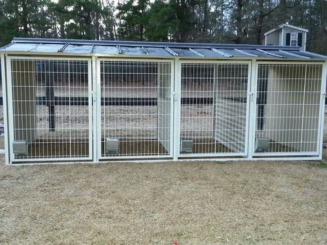 Don't know who built these but I like 'em Dog Cage Ideas Outdoor, Dog Cage Ideas, Dog Breeding Kennels Ideas, Dog Kennel Ideas Outdoor, Modern Dog Kennel, Dog Kennel Ideas, Dog Breeding Kennels, Kennel Ideas Outdoor, Modern Dog Houses