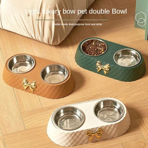 Pet Supplies Bow-tie Bowknot Cats Food Bowl PP Base Dog Bowl Stainless Steel Double Pet Accessories Luxury Bowl, Luxury Food, Cat Food Bowl, Stainless Steel Bowls, Cat Bowl, Dog Store, Stainless Steel Bowl, Luxury Aesthetic, Cat Accessories