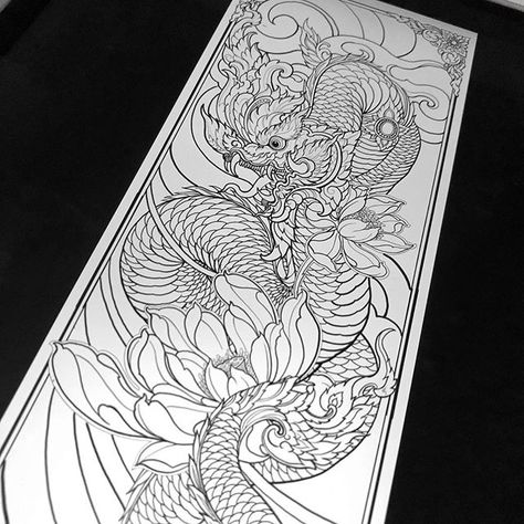 Thai serpent “The Phaya Naga” drawing for a client Khmer Naga Tattoo, Thai Naga Tattoo, Thai Serpent, Cambodian Dragon, Neo Thai Tattoo, Naga Drawing, Naga Tattoo, Thai Naga, Phaya Naga