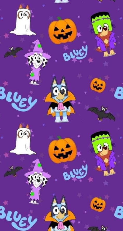 Halloween Bluey Party, Bluey Fall Wallpaper, Bluey Halloween Wallpaper, Bluey Halloween Party, Bluey Cartoon Wallpaper Iphone, Kids Halloween Wallpaper, Disney Halloween Wallpaper, Halloween Bluey, Bluey Wallpaper