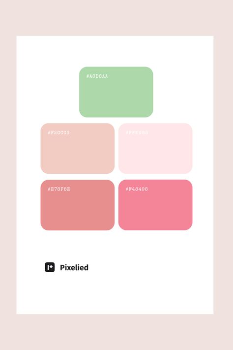 This soft coral and mint color palette combines delicate pinks with refreshing greens, creating a balanced and soothing aesthetic. Perfect for designs that aim to evoke a sense of calm and freshness, this palette is ideal for branding, web design, and illustrations. Mint Color Palettes, Color Scheme Generator, Color Generator, Flip Image, Pastel Color Schemes, Green Palette, Color Picker, Pastel Colour Palette, Color Palette Generator