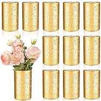 Gold Vase Flowers, Flower Wedding Table, Vases Flowers, Centerpieces Party, Mercury Glass Candle Holders, Gold Centerpieces, Small Glass Vases, Wedding Notes, Pink Napkins