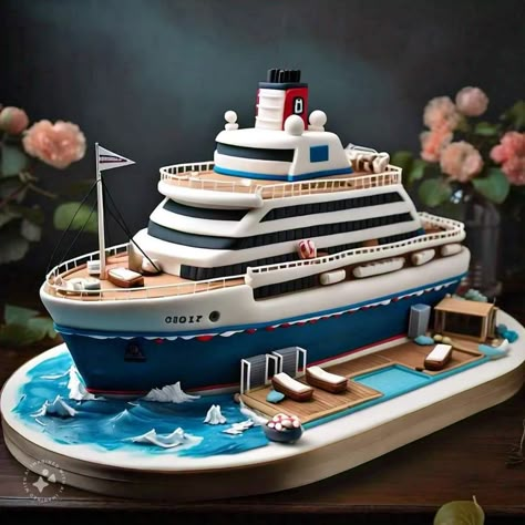 Spa Cake, Boat Cake, Realistic Cakes, Fondant Cake Designs, Birthday Cake With Flowers, Beautiful Cake Designs, Adult Birthday Cakes, Beach Cakes, Creative Cake Decorating