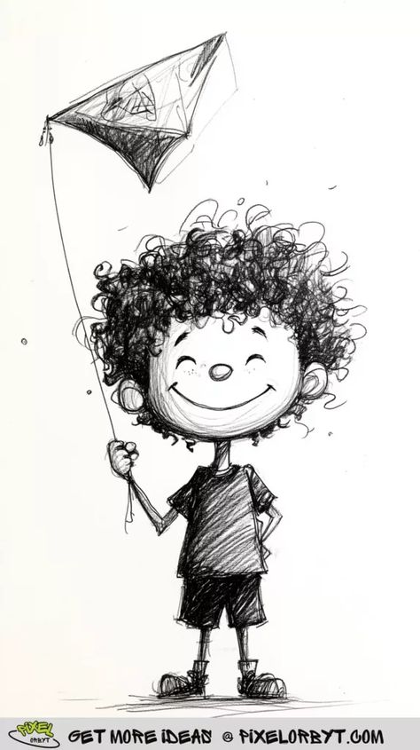 Cartoon Character With Curly Hair Drawings - Pixel Orbyt Curly Hair Animation, Cartoon Characters With Curly Hair, Character With Curly Hair, Characters With Curly Hair, Fat Cartoon Characters, Hair To Draw, Hair Animation, Fat Cartoon, Kite Flyer