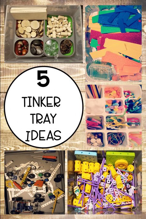 Kids Tinkering Kit, Tinker Box, Tinker Tray, Stem Boxes, Crafts And Activities For Kids, Creative Area, Stem Kits, Tray Ideas, Stem For Kids