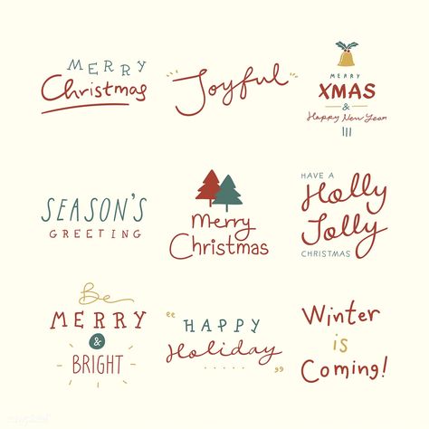 Christmas holiday greeting set typography style | free image by rawpixel.com Christmas Typography Poster, Christmas Snow Background, Nightmare Before Christmas Font, Christmas Fonts Alphabet, Canva Christmas, Alphabet Christmas, Font Brush, Merry Christmas Font, Fonts Cricut