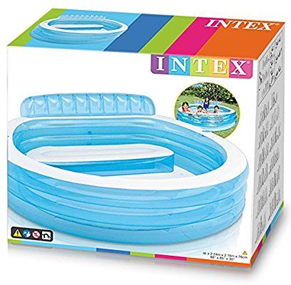 Intex 57190NP Swim Centre Family Lounge Pool, 224 x 216 x 76 cm: Amazon.co.uk: Garden & Outdoors Family Lounge Pool, Inflatable Lounge Pool, Water Play For Kids, Lounge Pool, Family Lounge, Family Swimming, Intex Pool, Family Pool, Blue Armchair