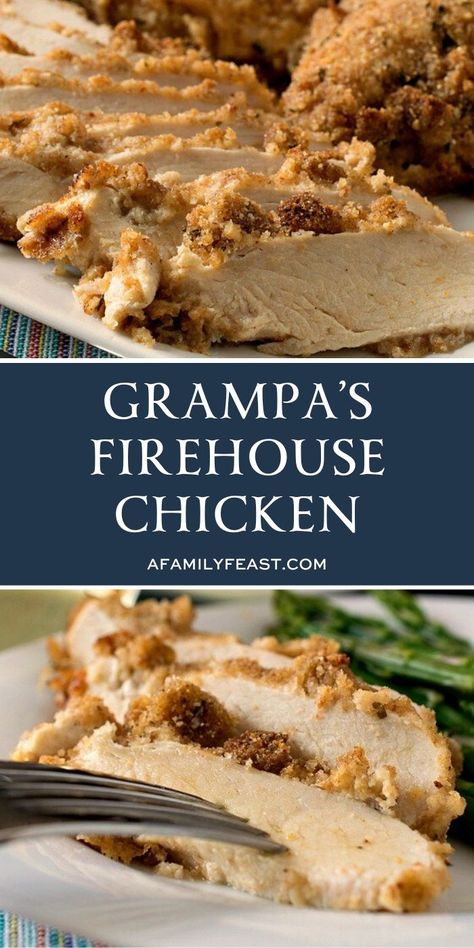 Fire House Meals Dinners, Easy Firehouse Meals, Firehouse Chicken, Firehouse Meals, Baked Breaded Chicken Breast, Firehouse Recipes, Family Feast Recipes, Baked Breaded Chicken, Feast Recipes