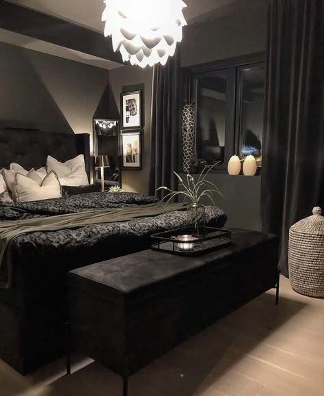 Dark and Moody bedroom ideas – Add coziness to your space – Style your Sanctuary Dark Bedroom Walls, Purple Bedroom Design, Dark Cozy Bedroom, Moody Bedroom Ideas, Bedroom Ideas Romantic, Black Bedroom Decor, Feminine Bedroom, Moody Bedroom, Purple Bedroom