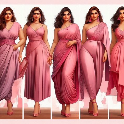 modern chic elegant saree designs in pink. plus size Plus Size Saree, Pink Plus Size, Fashion Show Poster, Elegant Saree, Modern Chic, Saree Blouse, My Wardrobe, Wedding Outfit, Saree Designs