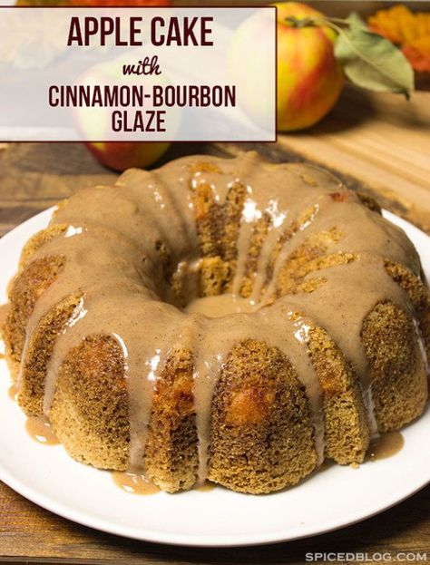 Caramel Apple Bundt Cake, Apple Bundt Cake Recipes, Cake Cinnamon, Apple Bundt Cake, Bourbon Glaze, Fall Baking Recipes, Caramel Glaze, Apple Spice, Sugar Glaze