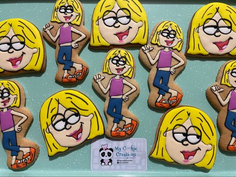 Lizzie Mcguire Cookies, Lizzie Mcguire Birthday Party, Lizzie Mcguire Party, Lizzie Mcguire Birthday, 2000s Birthday, 90s Tv Shows, Disney Cookies, Disney Theme Party, Weird Gif