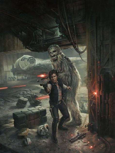 Han and Chewie Star Wars Illustration, Han Solo And Chewbacca, Star Wars Character, Han And Leia, Star Wars Tattoo, Star Wars Film, Star Wars Wallpaper, Star Wars Artwork, Star Wars Images