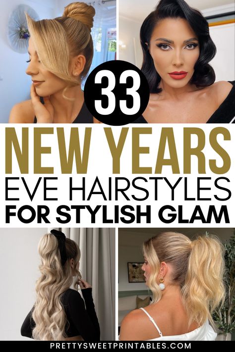 new years eve hairstyles ideas Wedding Guest Hairstyles Half Up Half Down Medium Lengths, Nye Party Hairstyles, Makeup Ideas For New Years Eve, New Years Eve Updo Hairstyles, Nye Party Makeup, New Year’s Eve Hairstyles Short Hair, Hair Styles For New Years Eve Parties, New Year's Eve Hairstyle, Hair Styles New Years Eve Night