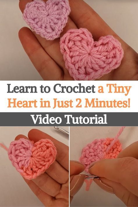 Crochet Mini Heart Keychain, Tiny Crochet Hearts Free Pattern, Tiny Crochet Heart Pattern, Heart Pins Diy, Small Crochet Hearts Free Pattern, Pocket Heart Crochet, Crochet Tiny Heart Free Pattern, Mini Crochet Hearts, Crochet Mini Heart Free Pattern