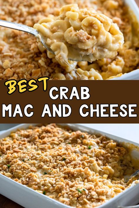 Indulge in the ultimate comfort food with this creamy Crab Mac and Cheese, loaded with jumbo lump crab and rich, cheesy goodness. Perfect as a decadent crab casserole or a seafood mac and cheese dinner, it’s a dish that impresses every time. Whether you’re craving classic crab pasta or exploring new crab meat recipes, this is a must-try for any seafood lover. Elevate your next meal with one of the most satisfying crab dishes you’ll ever make! Crab Mac And Cheese Recipe, Crab Meat Au Gratin, Creamy Crab Soup, Lump Crab Meat Recipes, Mac And Cheese Dinner, Meat Casserole Recipes, Crab Casserole, Crock Pot Vegetables, Jumbo Lump Crab